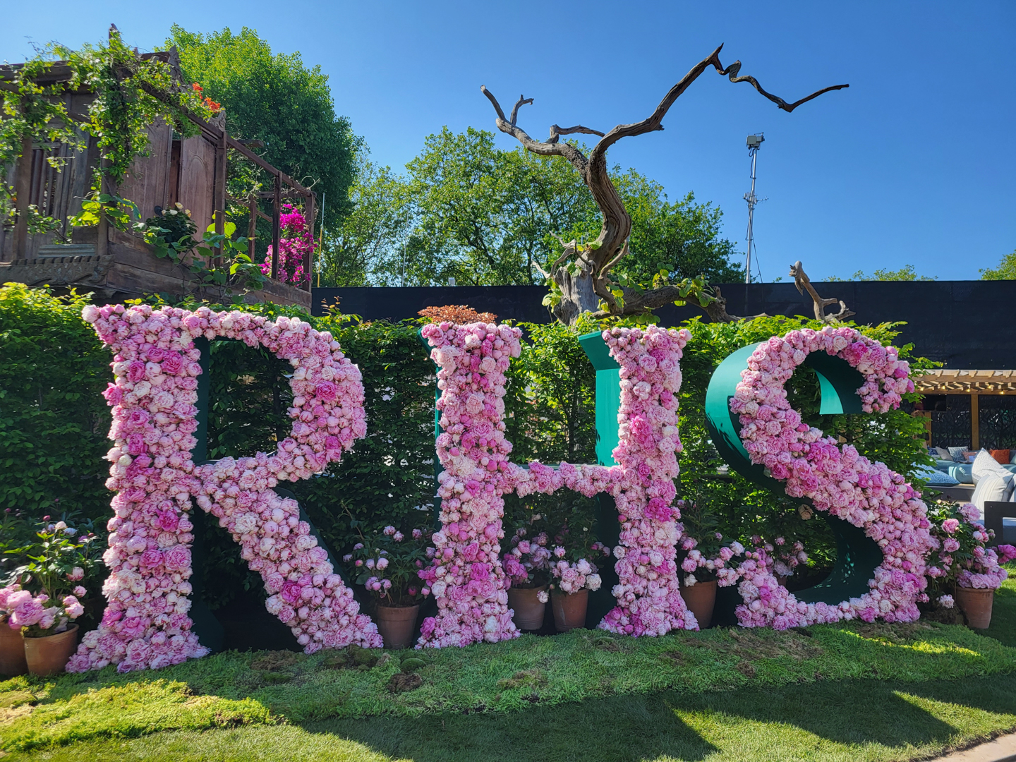 RHS signo floral en la feria de jardinería Chelsea 2024, en Londres.