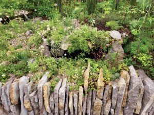 Detalle del jardín 'Wales Size Garden' exhibido en la feria floral de Chelsea 2024.